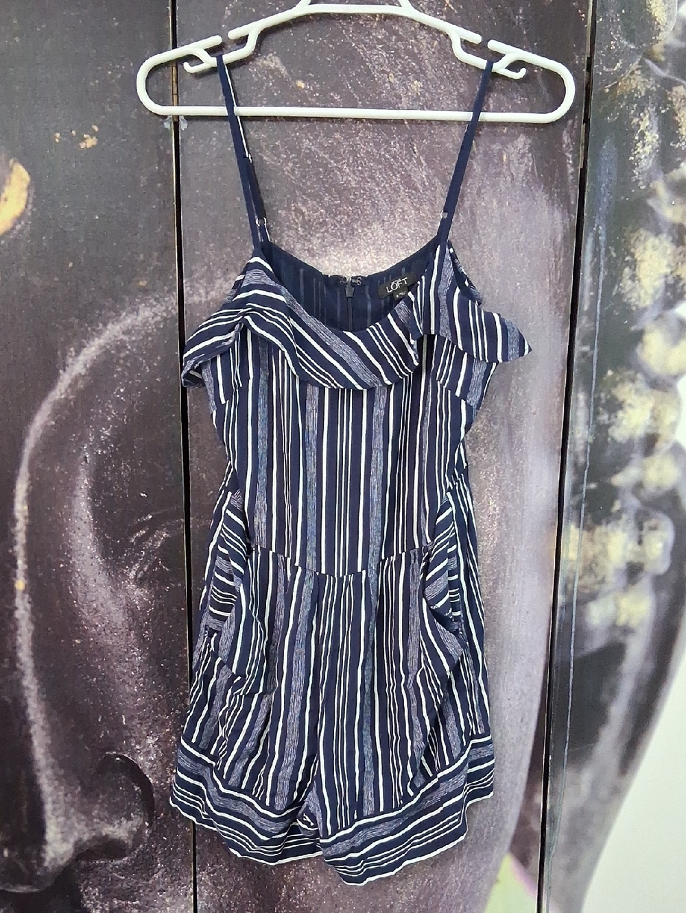 Ann Taylor LOFT Navy Striped Romper